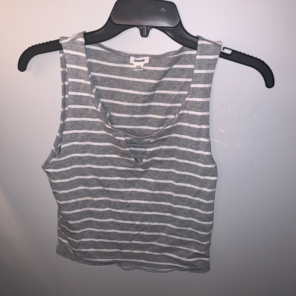 grey striped crop top